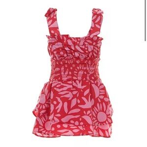 Girls Sleeveless Smocked Satin Romper